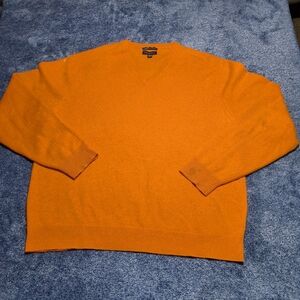 CLUB ROOM Men's 2-Ply Estate Cashmere V-neck Sweater  Color Orange Size Large